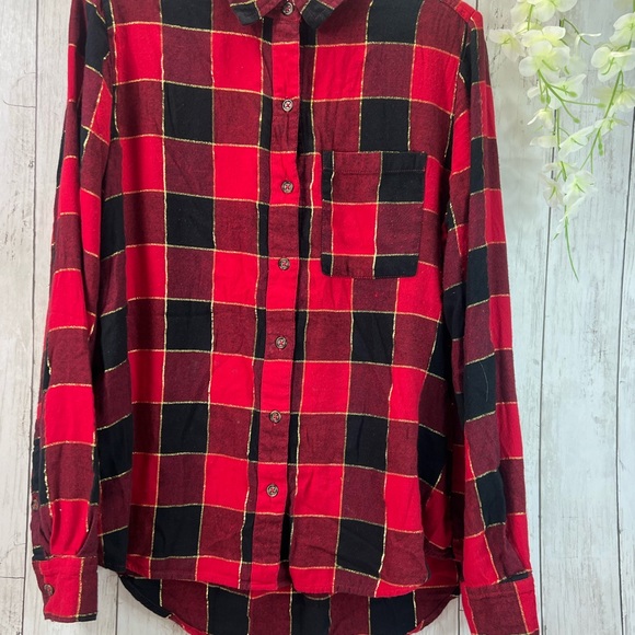 Style & Co Long Sleeve Collared Sequin Gold Button Up Plaid Shirt Size Small - Picture 8 of 12
